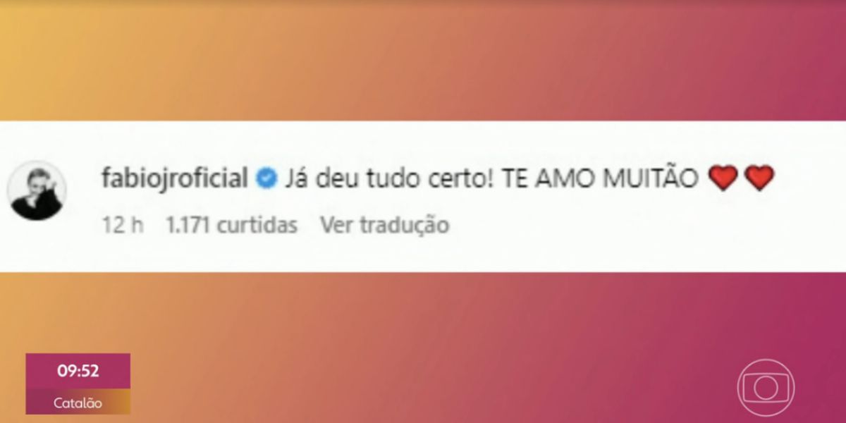 Mensagem de Fábio Jr para Simony (Foto: Reprodução / Encontro da Globo) 