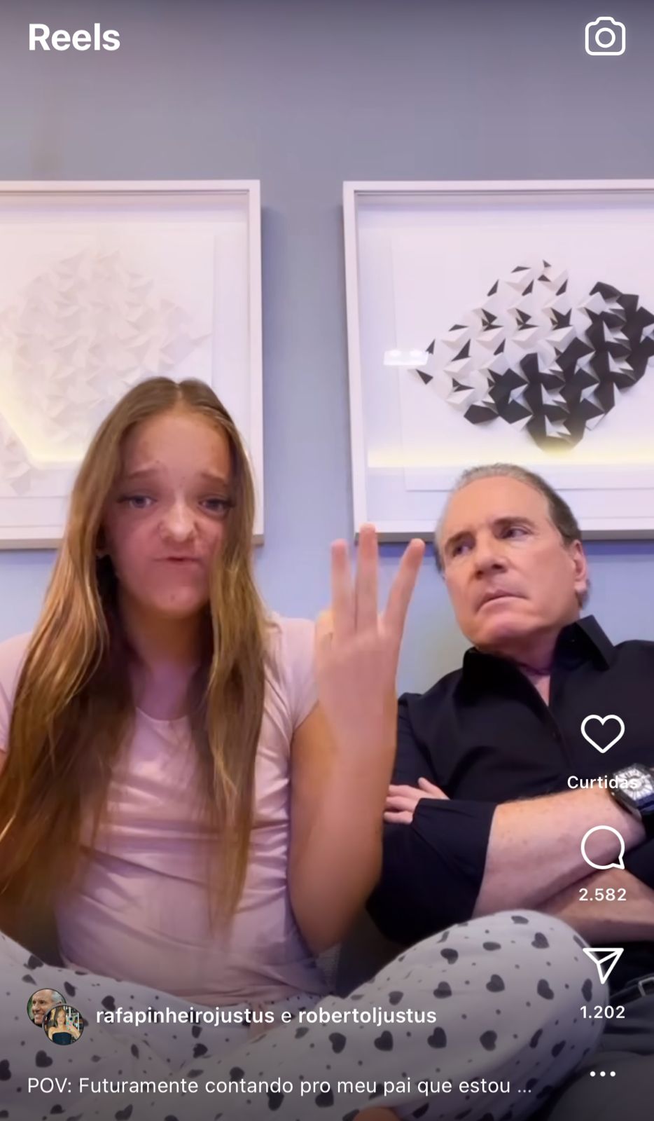 Rafinha Justus pega a internet de surpresa ao publicar um vídeo entregando situação com o seu pai, Roberto Justus - Foto Reprodução Instagram