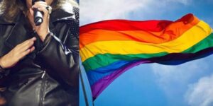 Cantora e bandeira LGBTQIAP+ (Foto: Reproduções / Instagram / Internet)