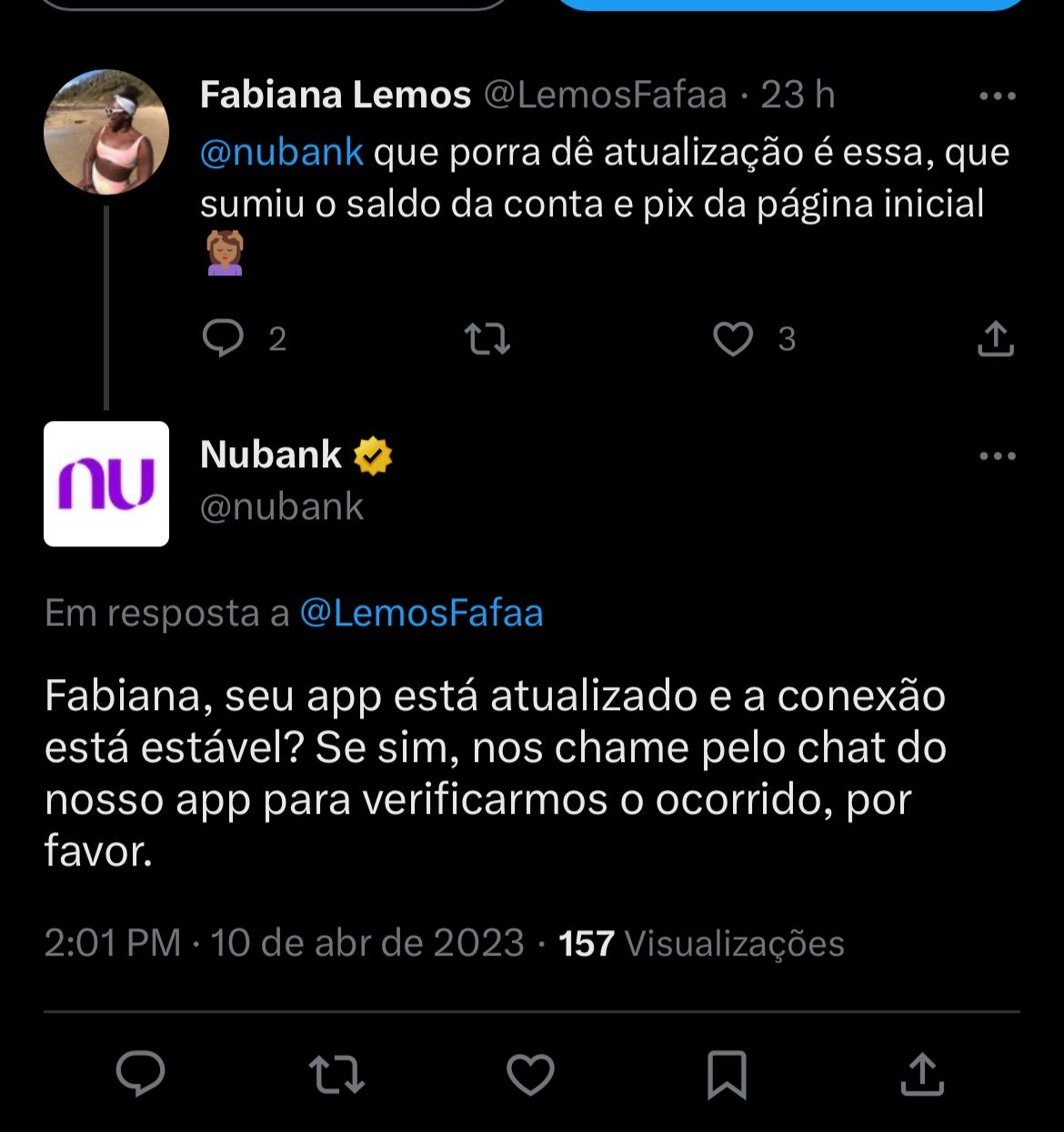Situação do Nubank está enfurecendo clientes nesta terça-feira (11) - Foto Reprodução twitter