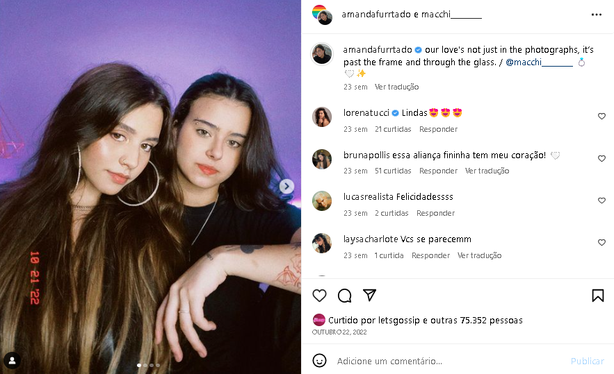 Amanda Furtado com a namorada, Bruna (Foto: Reprodução/ Instagram)