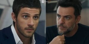 Ari (Chay Suede) e Moretti (Rodrigo Lombardi) em Travessia (Foto: Reprodução / Globo)