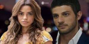 Brisa (Lucy Alves) e Ari (Chay Suede) em Travessia (Foto: Reprodução / Globo / Montagem TV Foco)