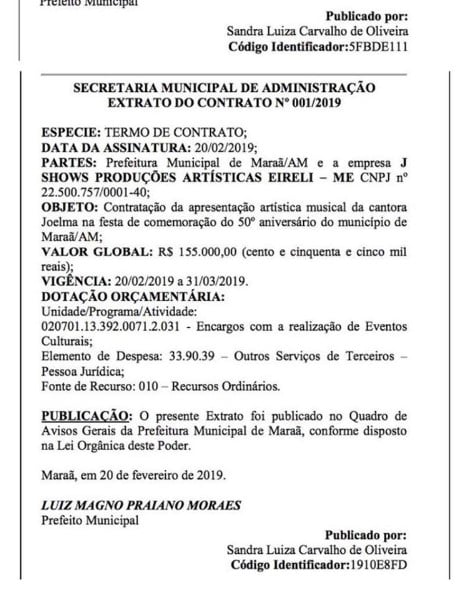Contrato mostra que Joelma cobra R$155 mil por único show (Foto: Reprodução Internet) 