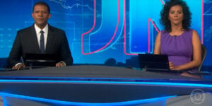 Aline Midlej e Márcio Bonfim no comando do Jornal Nacional (Foto: Reprodução/ Globo)