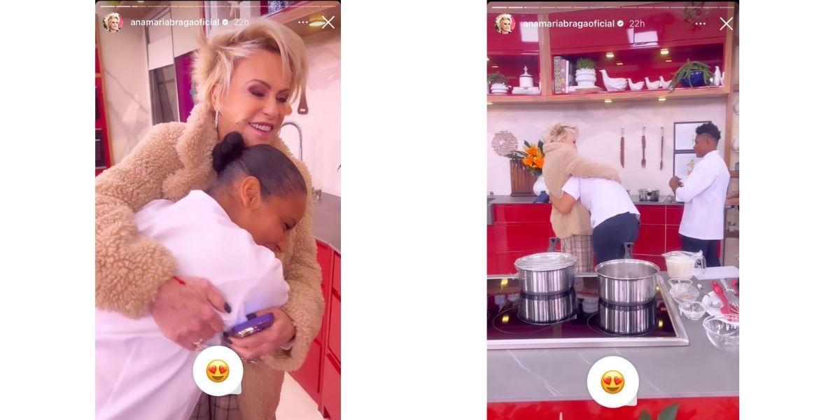 Ana Maria abraça funcionária no estúdio do Mais Você da Globo (Foto: Reprodução / Instagram) 