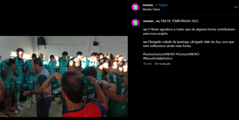 Últimas postagens do "Novo Esporte" se despedindo e agradecendo pela temporada (Foto Reprodução/Instagram)