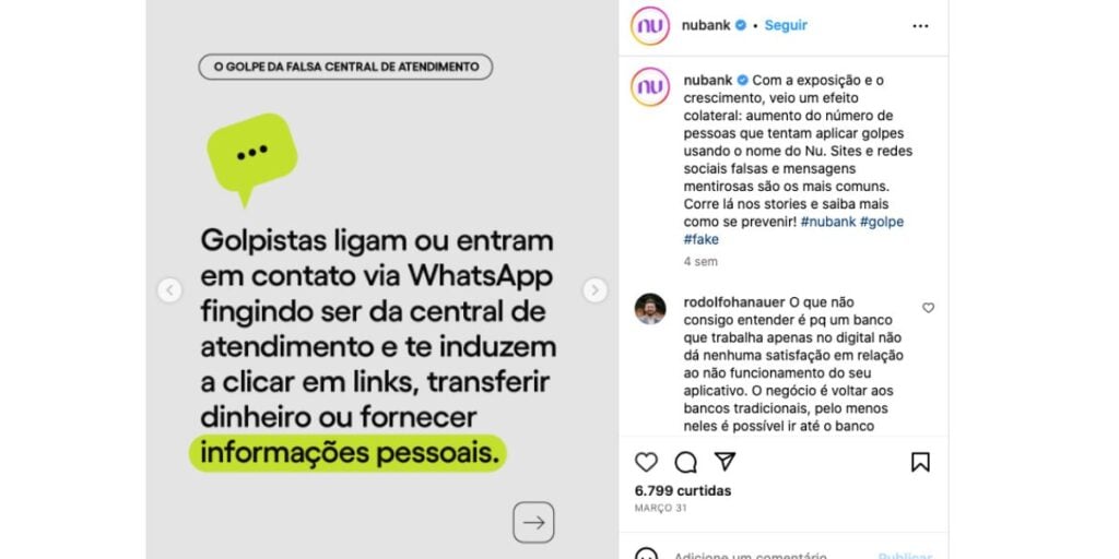 Falsa Central de Atendimento (Foto: Reprodução / Instagram)