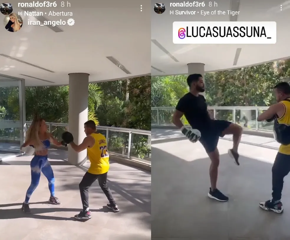 Iran e Lucas com o mesmo professor de muay thai - Foto Reprodução Instagram