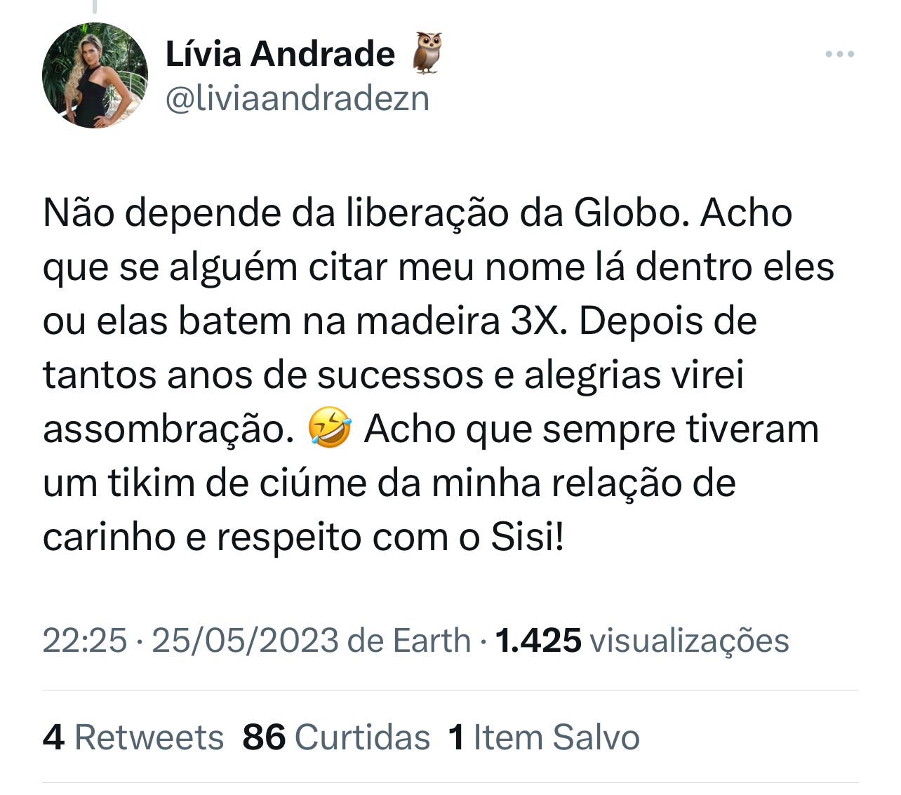Lívia Andrade faz forte desabafo sobre o SBT - Foto Reprodução Twitter Lívia Andrade faz forte desabafo sobre o SBT - Foto Reprodução Twitter