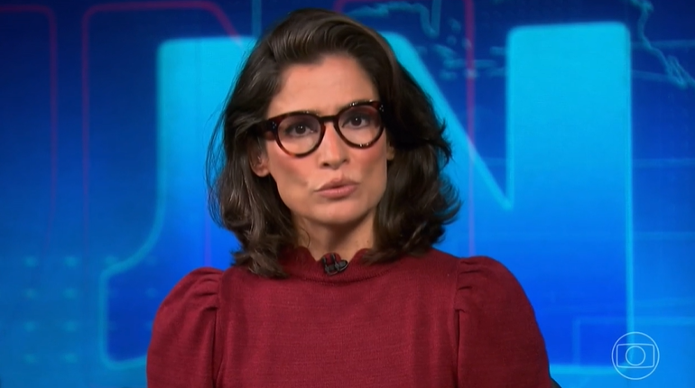 Renata Vasconcellos no Jornal Nacional da Globo - Foto Reprodução Globo