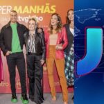 Apresentadores das manhãs da Globo ao lado do logo do JN (Reprodução - Globo)