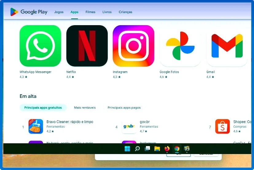 No Google Play Store encontra-se os principais aplicativos e mais usados do mundo (Reprodução: Internet)