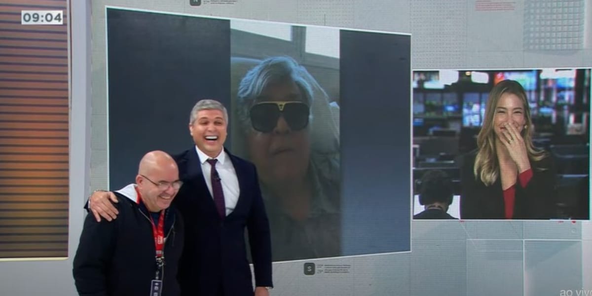 O apresentador comparou o cantor com seu pai e caiu na gargalhada (Reprodução: Band)