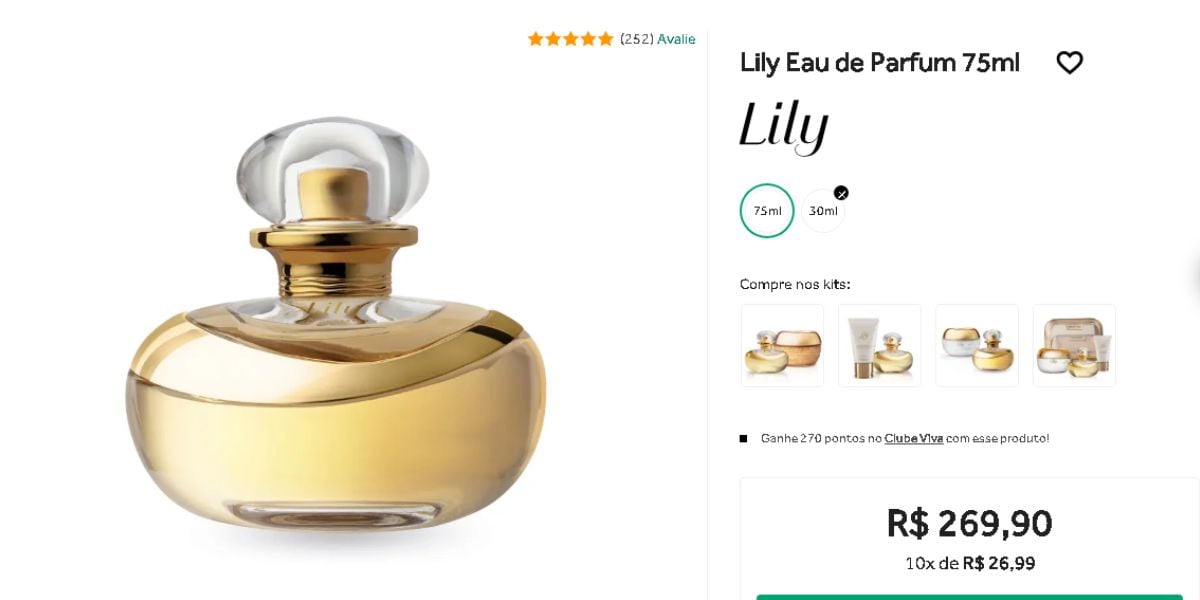 Lily Eau de Parfum no site do Boticário (Reprodução - O Boticário)