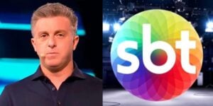 Luciano Huck nos estúdios da Globo e logo do SBT (Reprodução: Montagem TV Foco)