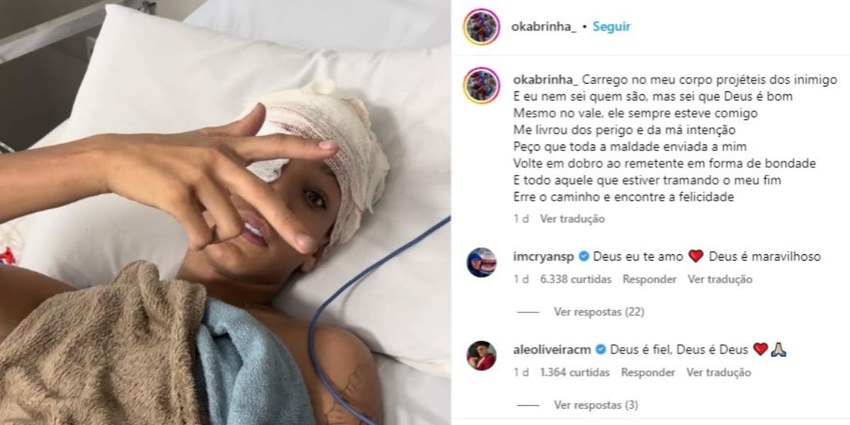 Meno Kabrinha está internado na UTI com uma bala alojada na cabeça (Reprodução: Instagram)