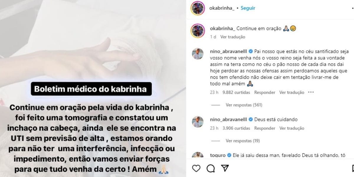 O influenciador teve o estado de saúde divulgado (Reprodução: Instagram)