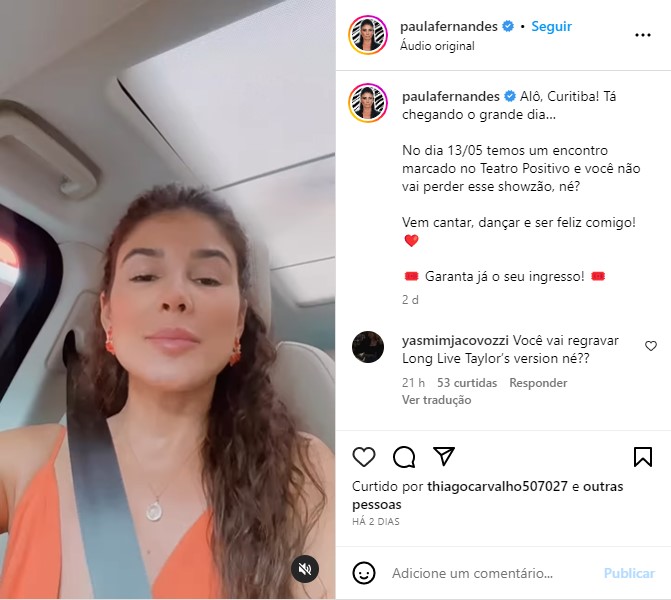 Paula Fernandes surpreendeu o público com sua aparência (Foto: Reprodução)
