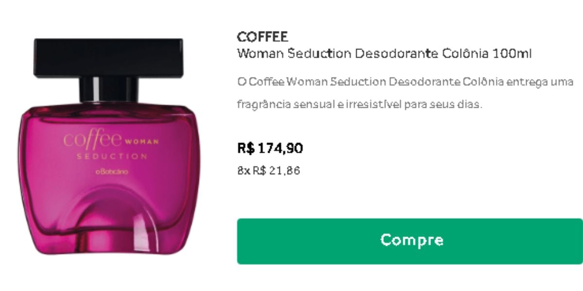 Anúncio do perfume Coffee Seduction do Boticário (Reprodução - Internet)