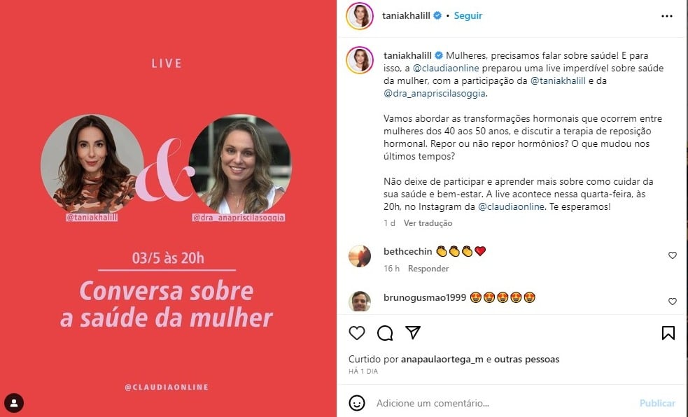Hoje, Tania trabalha fazendo workshops voltado para as mulheres (Reprodução: Intagram)