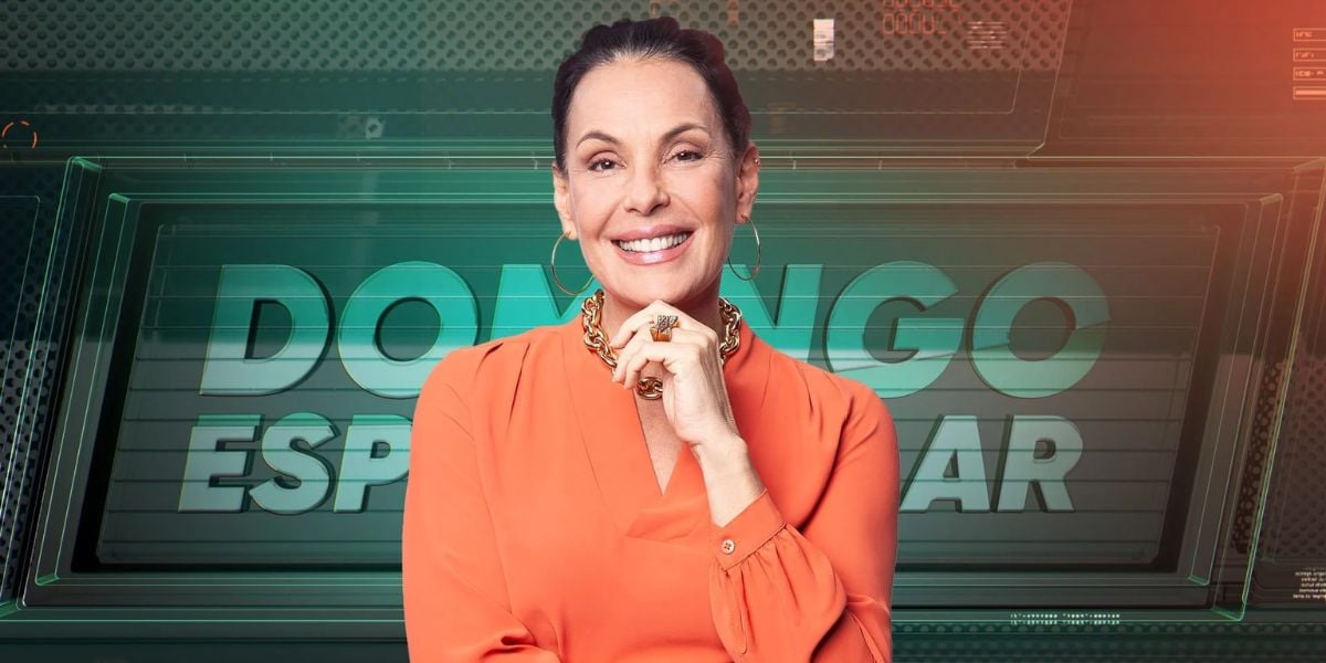 A apresentadora, Carolina Ferraz no “Domingo Espetacular” na Record - Foto Reprodução Internet