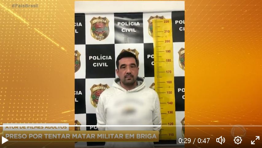 Ator de filmes adultos preso em São Paulo, em reportagem da Record no Fala Brasil - Foto Reprodução Record