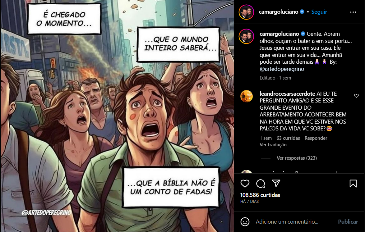 Luciano Camargo publicou recado nas redes sociais. Foto: Reprodução/Internet