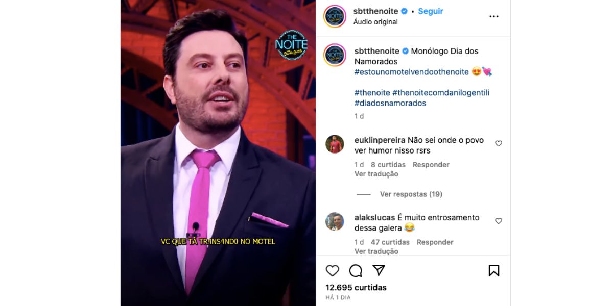 Danilo Gentili fala sobre sexo no The Noite (Foto: Reprodução / SBT)