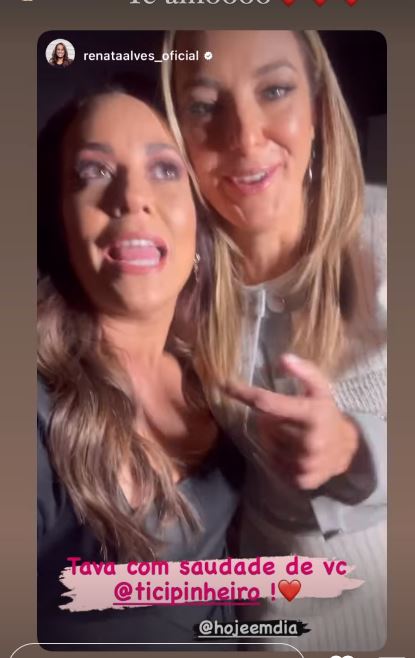 Renata Alves, no bastidores do Hoje em Dia com Ticiane Pinheiro - Foto Reprodução Instagram
