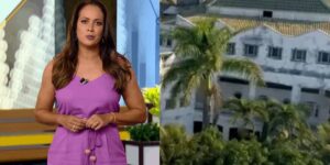 Renata Alves noticia leilão em mansão de cantor - Montagem TVFoco