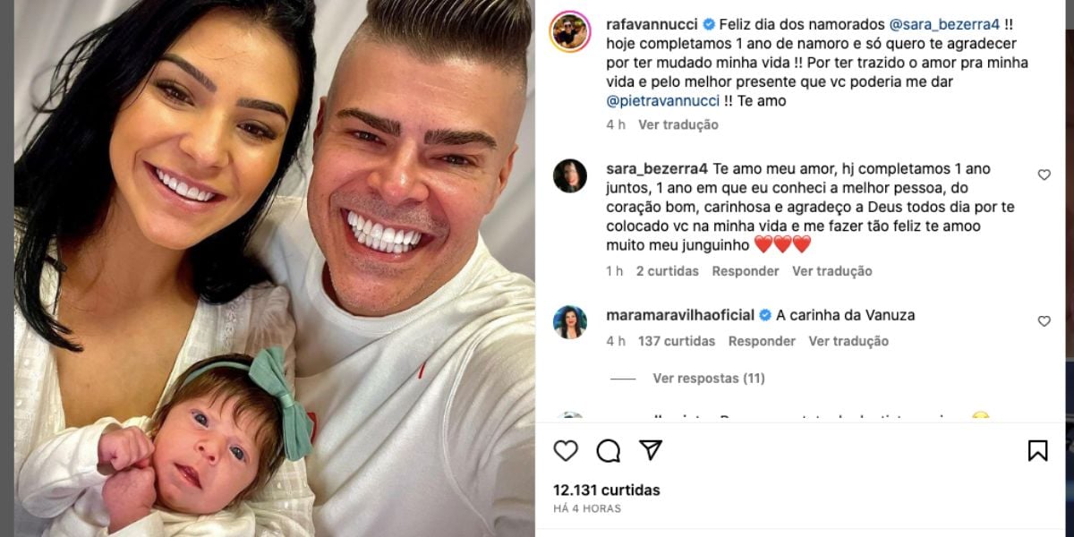 Sara, Pietra e Rafael Vanucci (Fotos: Reproduções / Instagram)