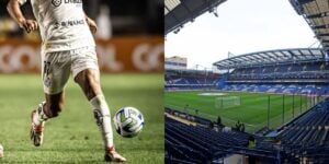 Ângelo do Santos e estádio do Chelsea (Reprodução - Internet)