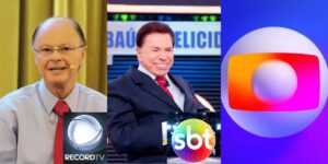 Edir Macedo, dono da Record, Silvio Santos, dono do SBT e Globo (Reprodução: Montagem TV Foco)