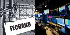 Estúdio de TV e portão fechado (Reprodução - Internet)