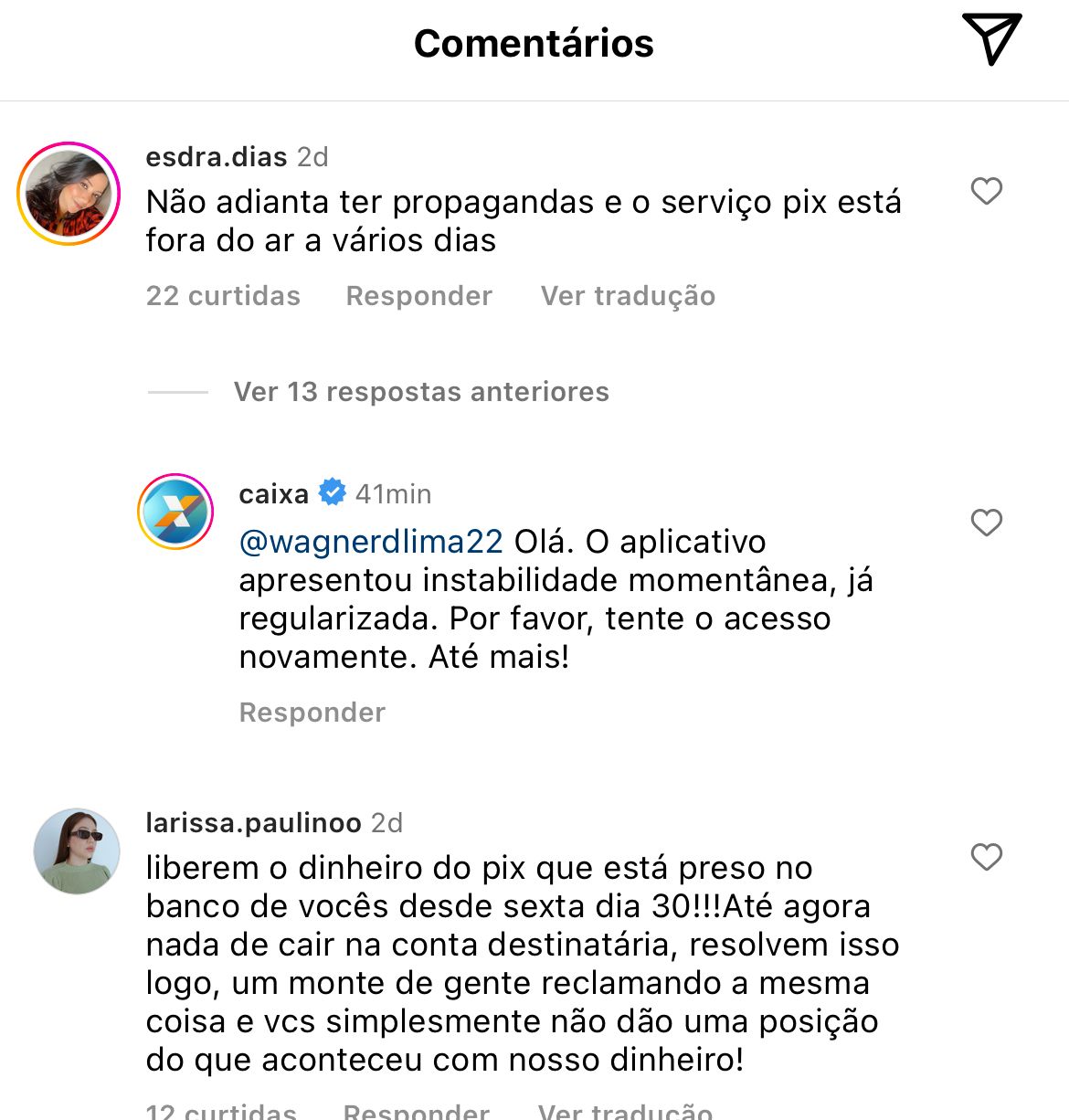Clientes da Caixa estão enfurecidos com situação nesta quarta-feira, 5 - Foto Instagram Clientes da Caixa estão enfurecidos com situação nesta quarta-feira, 5 - Foto Instagram