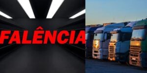 Falência ao lado de caminhões (Reprodução - Internet)