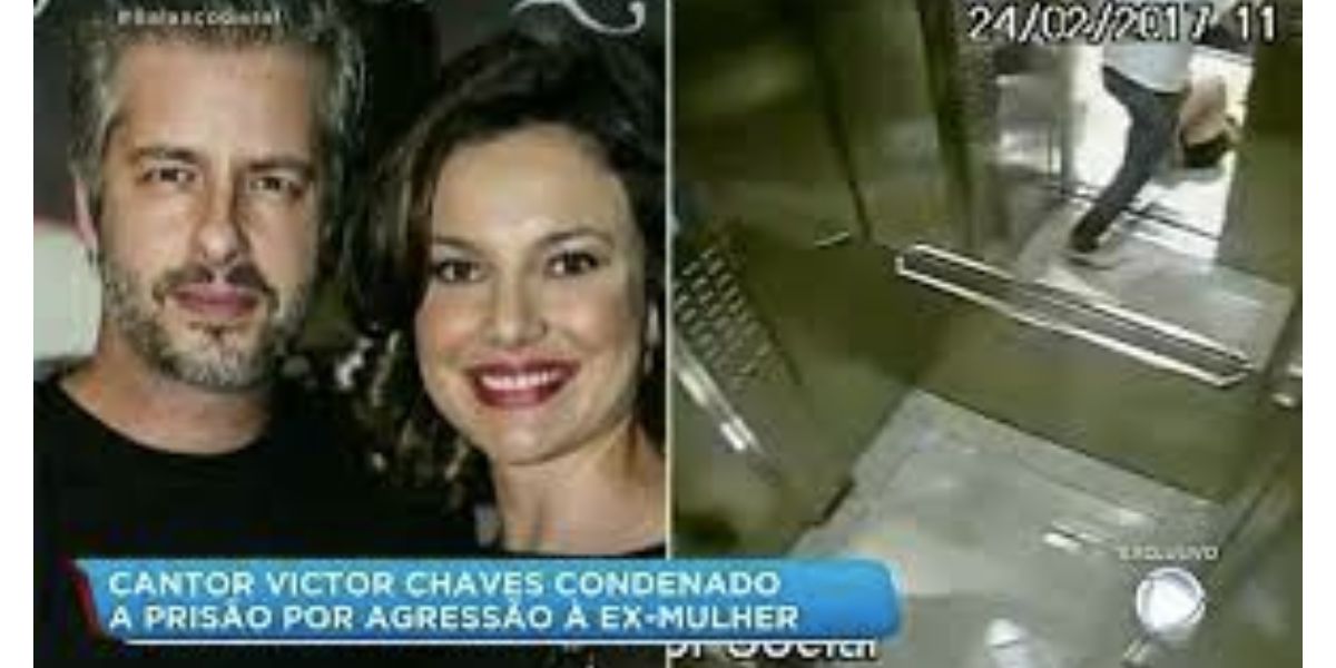 Imagens de Victor Chaves e sua ex-esposa, Poliana (Foto: Reprodução / Balanço Geral da Record) 