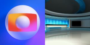 Logo da Globo e estúdio de TV vazio (Fotos: Reproduções / Internet / Canva)