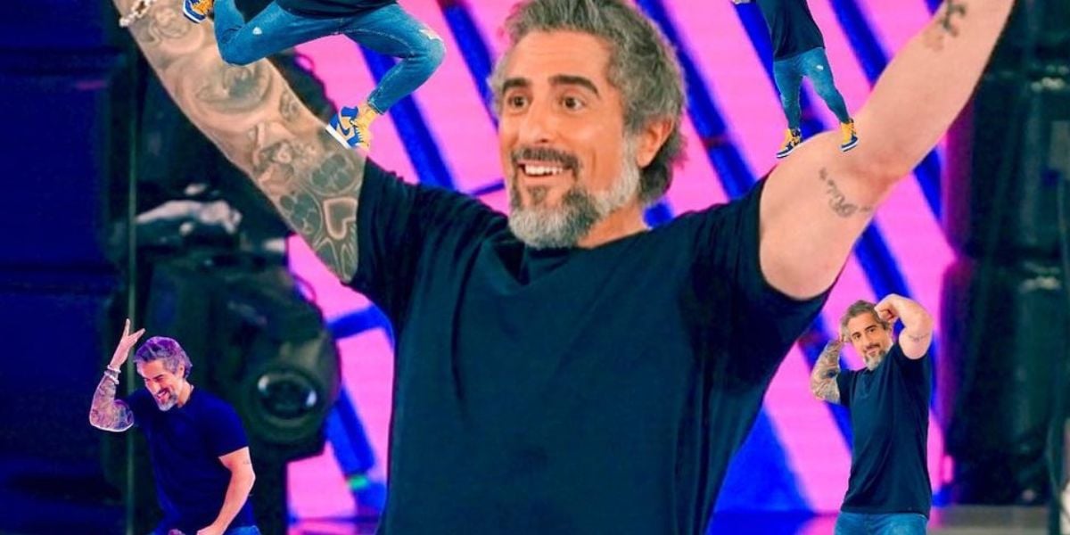 Marcos Mion no estúdio do Caldeirão da Globo (Foto: Reprodução / Instagram)
