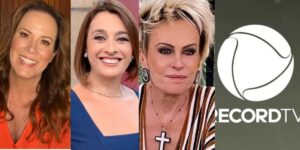 Regina Volpato / Catia Fonseca / Ana Maria Braga / Logo da Record - Montagem: TVFOCO