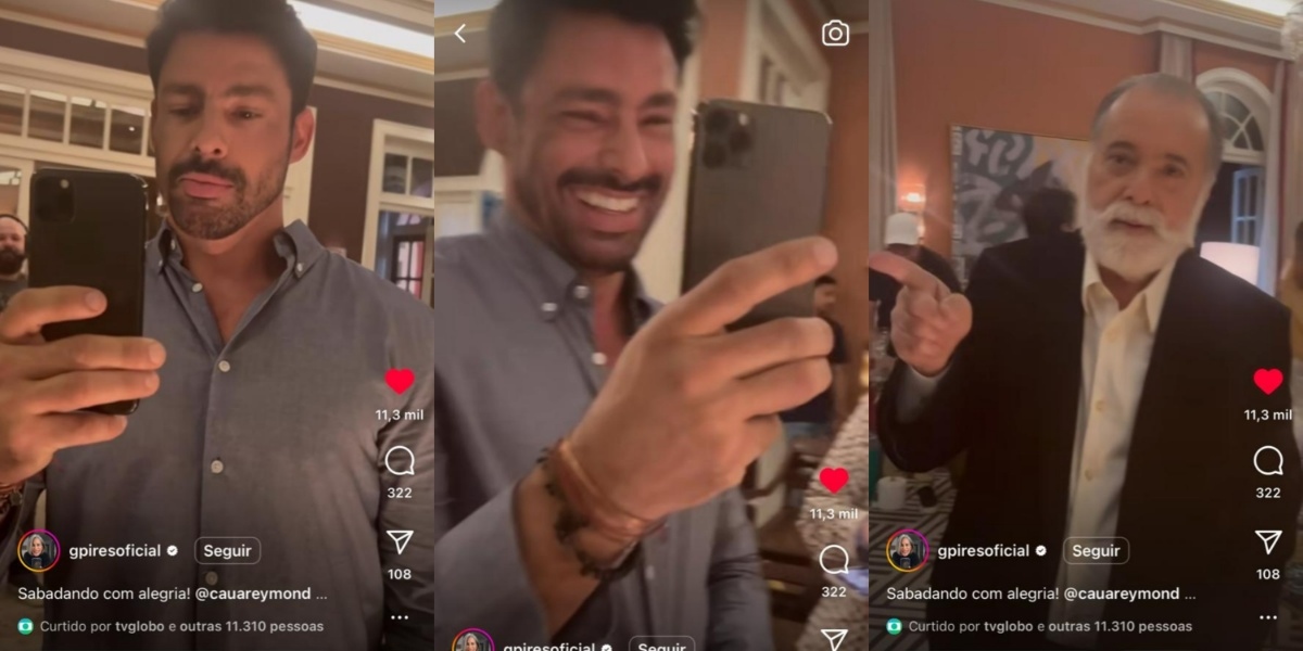 Cauã Reymond se divertiu com Tony Ramos nos bastidores de "Terra e Paixão" (Foto: Reprodução/Instagram)