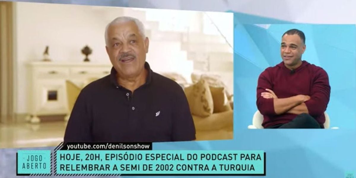 O pai de Denílson falando bonitas mensagens para o filho que conquistou a Copa do Mundo (Reprodução: Band)