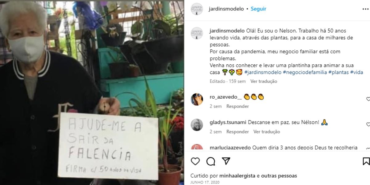 O dono da empresa apelou para seus clientes a tirarem a loja da falência (Reprodução: Instagram)