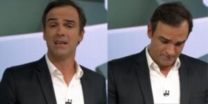 Tadeu Schmidt nos estúdios da Globo (Reprodução: Montagem TV Foco)