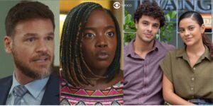 Theo, Kate, Eduardo e Jenifer em cenas de Vai na Fé (Foto: Reprodução / Globo / Montagem TV Foco)
