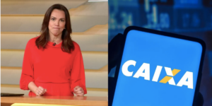 Ana Paula Araújo paralisa Bom Dia Brasil com notícia sobre Caixa (Reprodução/Montagem TV Foco)