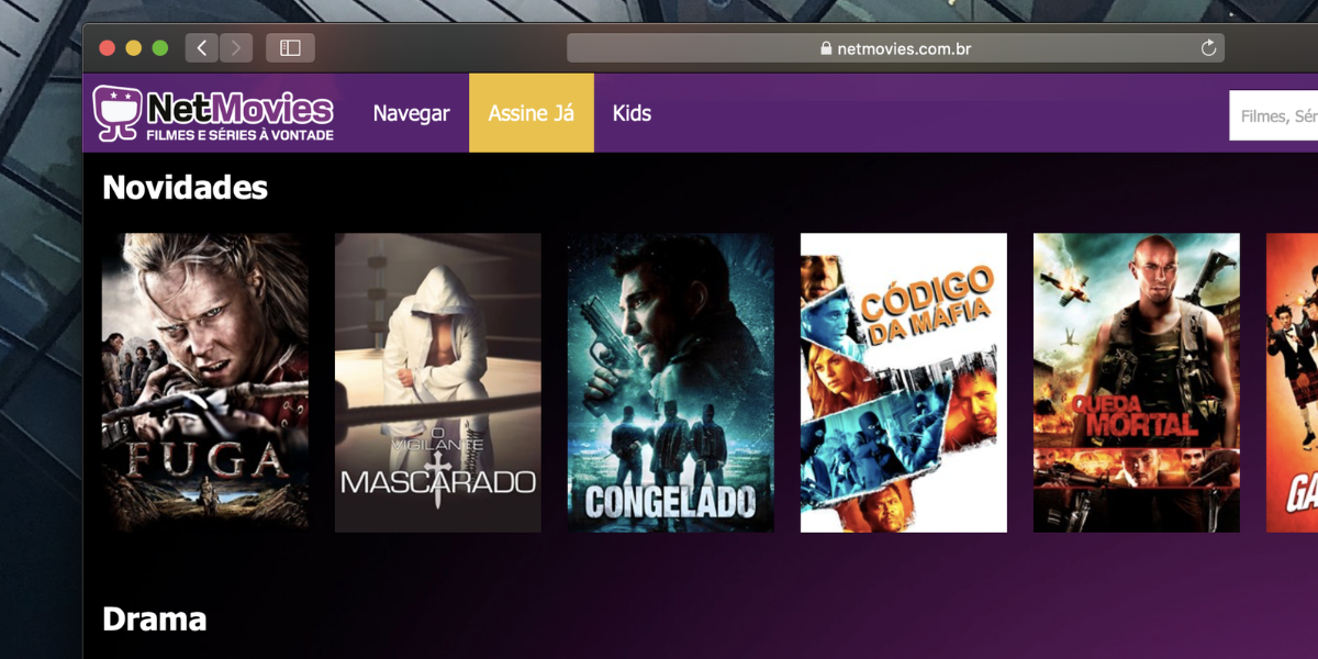 Catálogo gratuito da NetMovies (Reprodução/Internet)