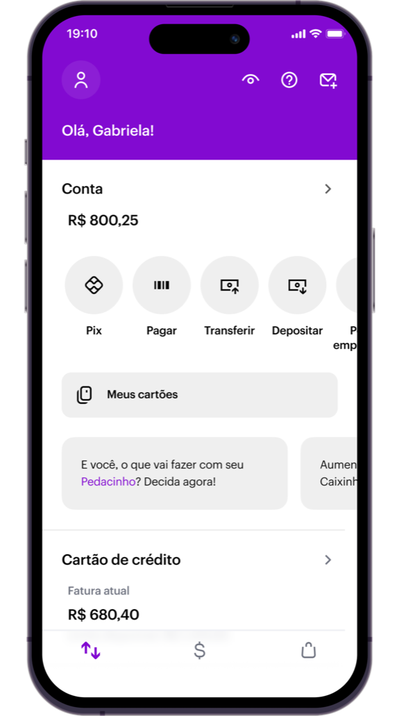 Print meramente ilustrativo de aplicativo do Nubank. (Foto: Reprodução / Internet)
