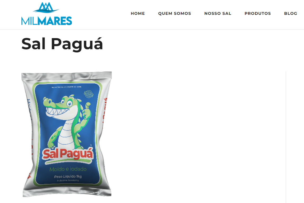 Sal Paguá só consta atualmente no site oficial da Milmares (Foto Reprodução/Milmares)